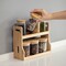 Basicwise Minimalist Two-Tier Bamboo Lazy Susan Turntable with 8 Pcs 12 oz Airtight Lid Glass Jars, Versatile Spice Rack Organizer, Perfect for Kitchen Countertops, Dining Tables, and Pantry Cabinets